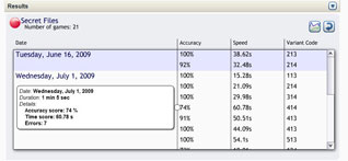Detailed history of one specific game performance